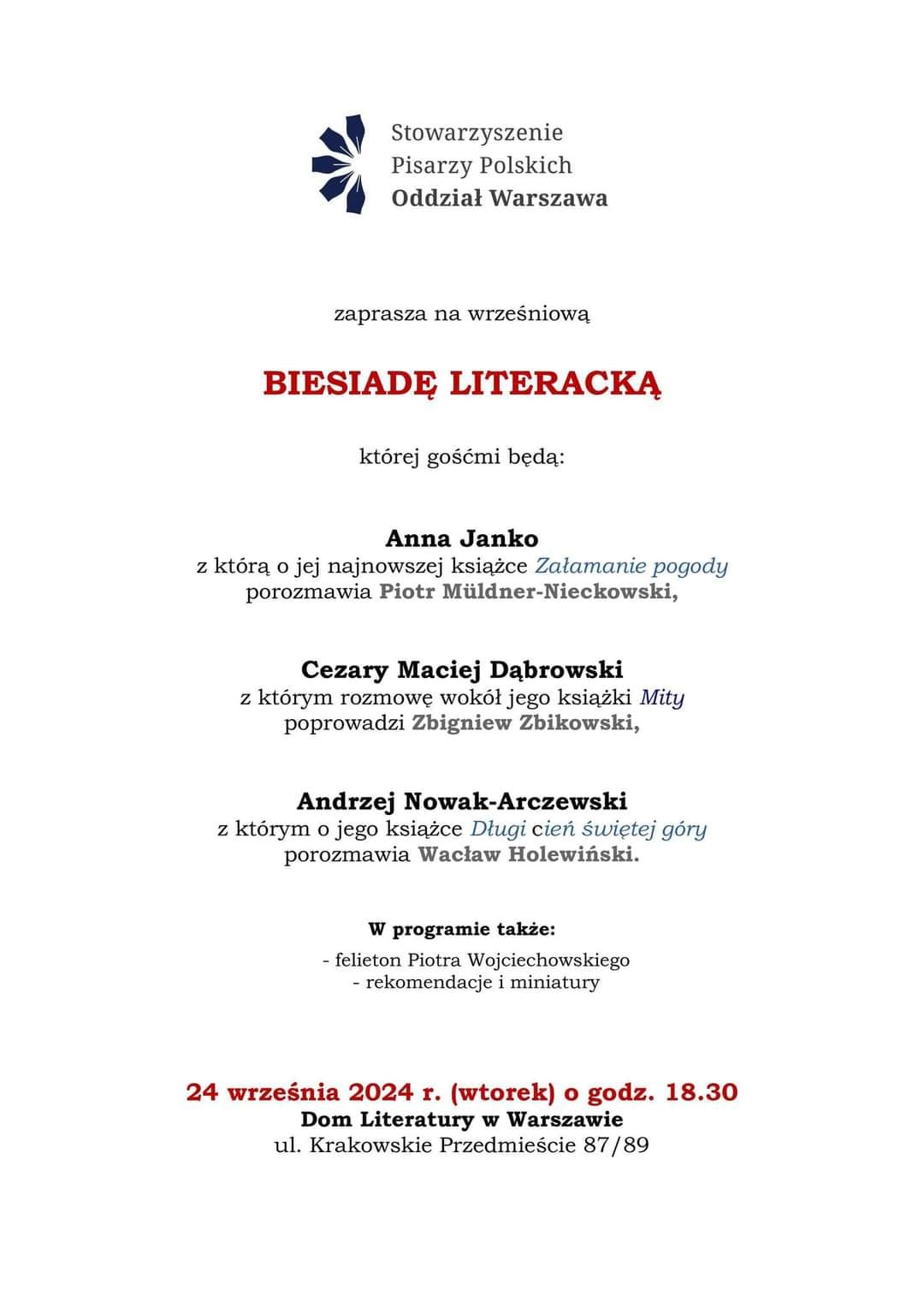 Wrześniowa Biesiada Literacka