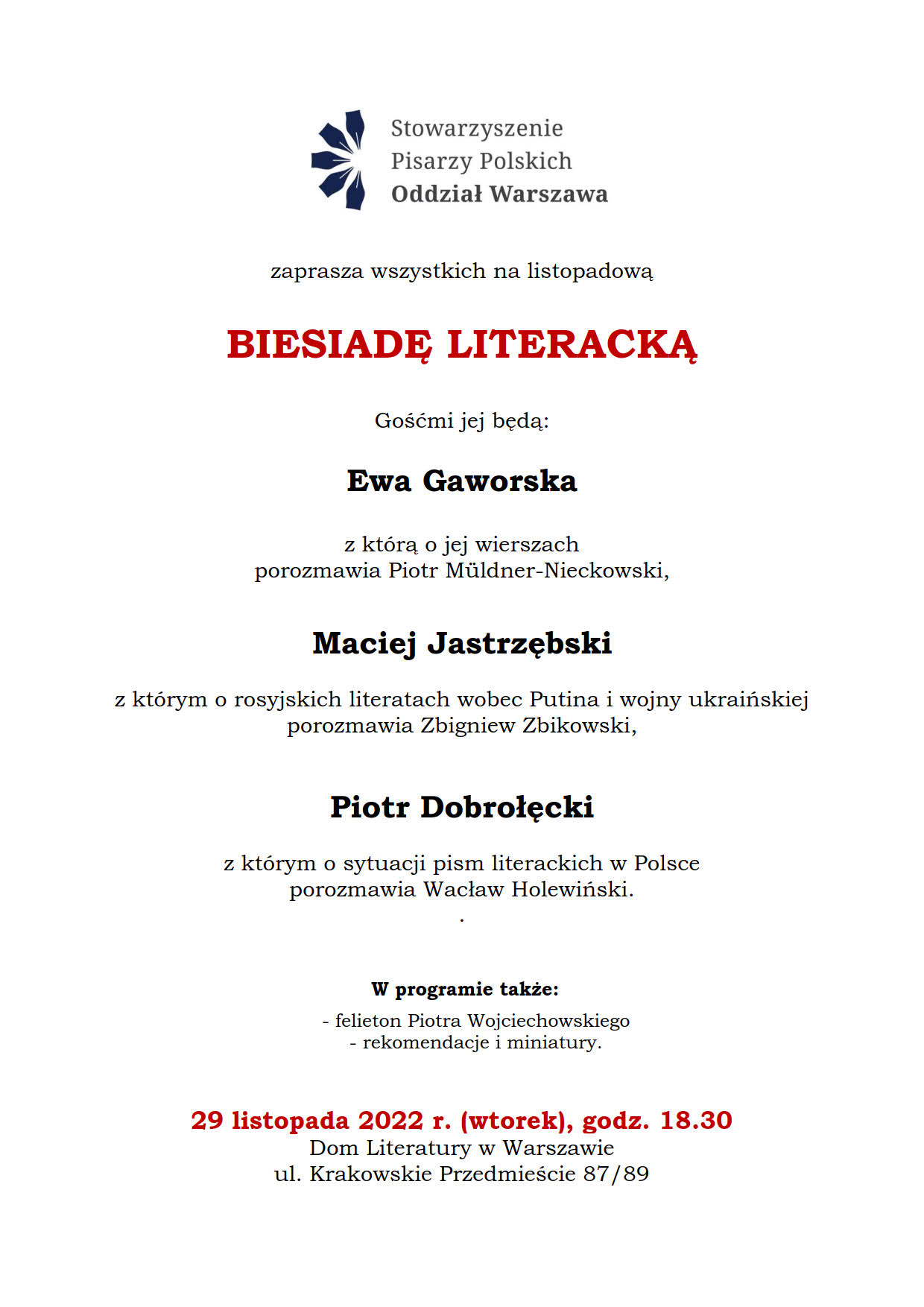 Listopadowa Biesiada Literacka
