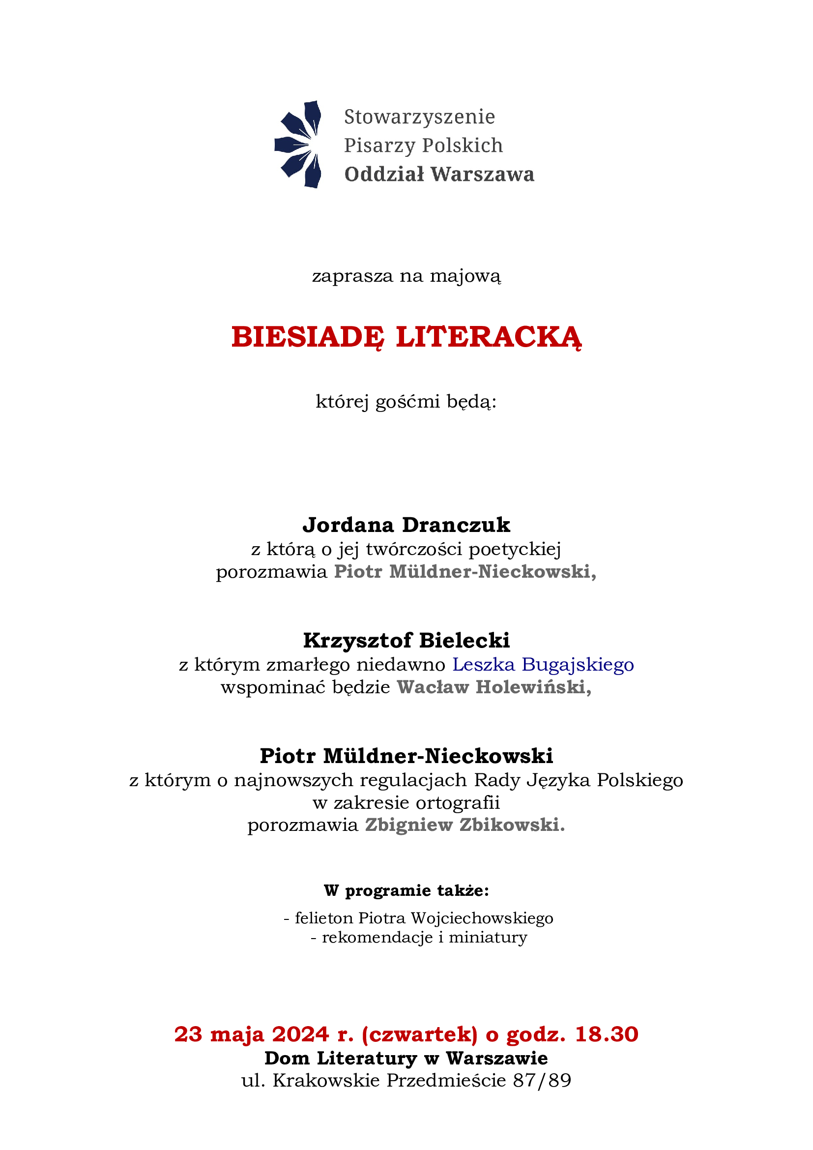 Majowa Biesiada Literacka