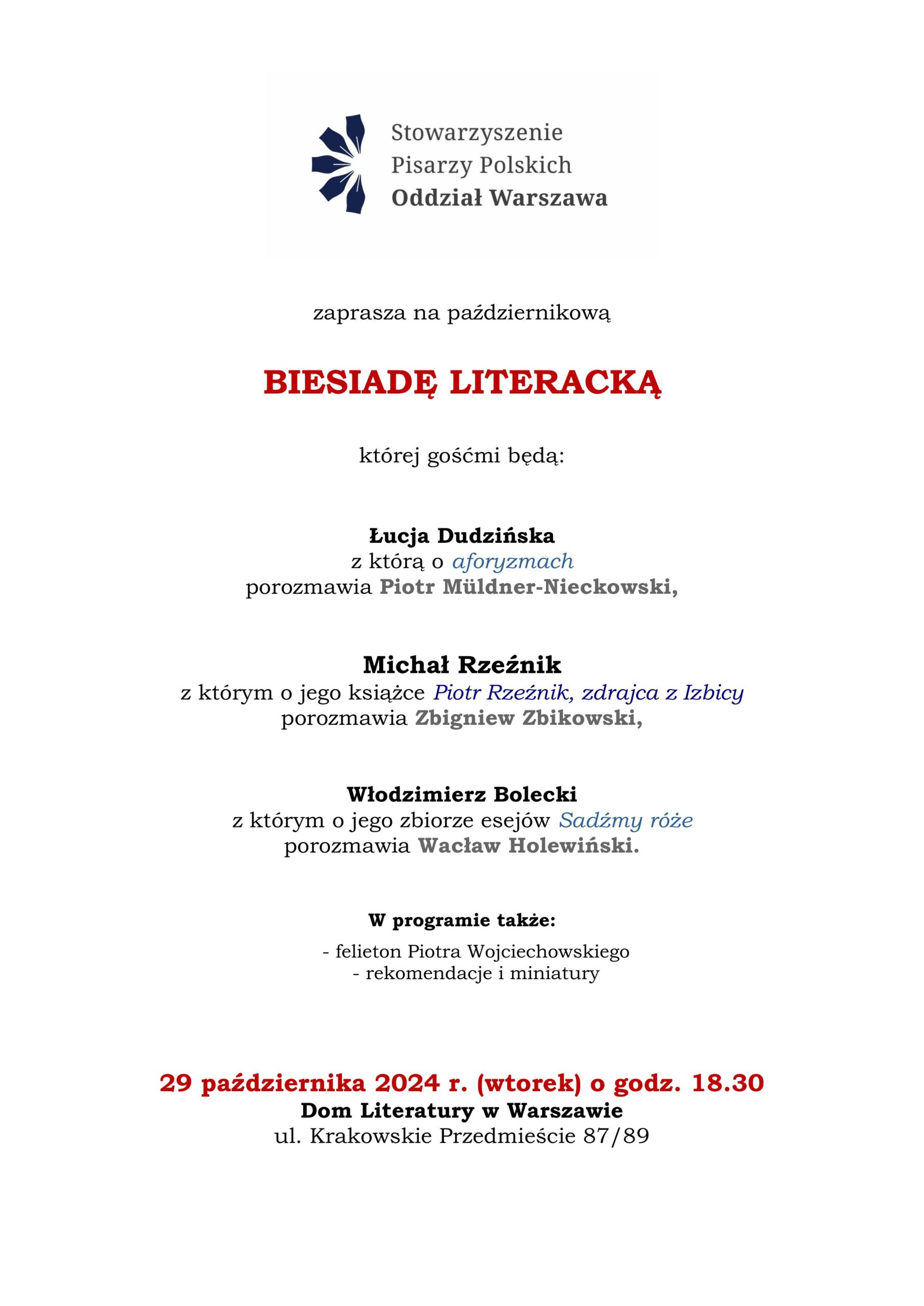 Październikowa Biesiada literacka