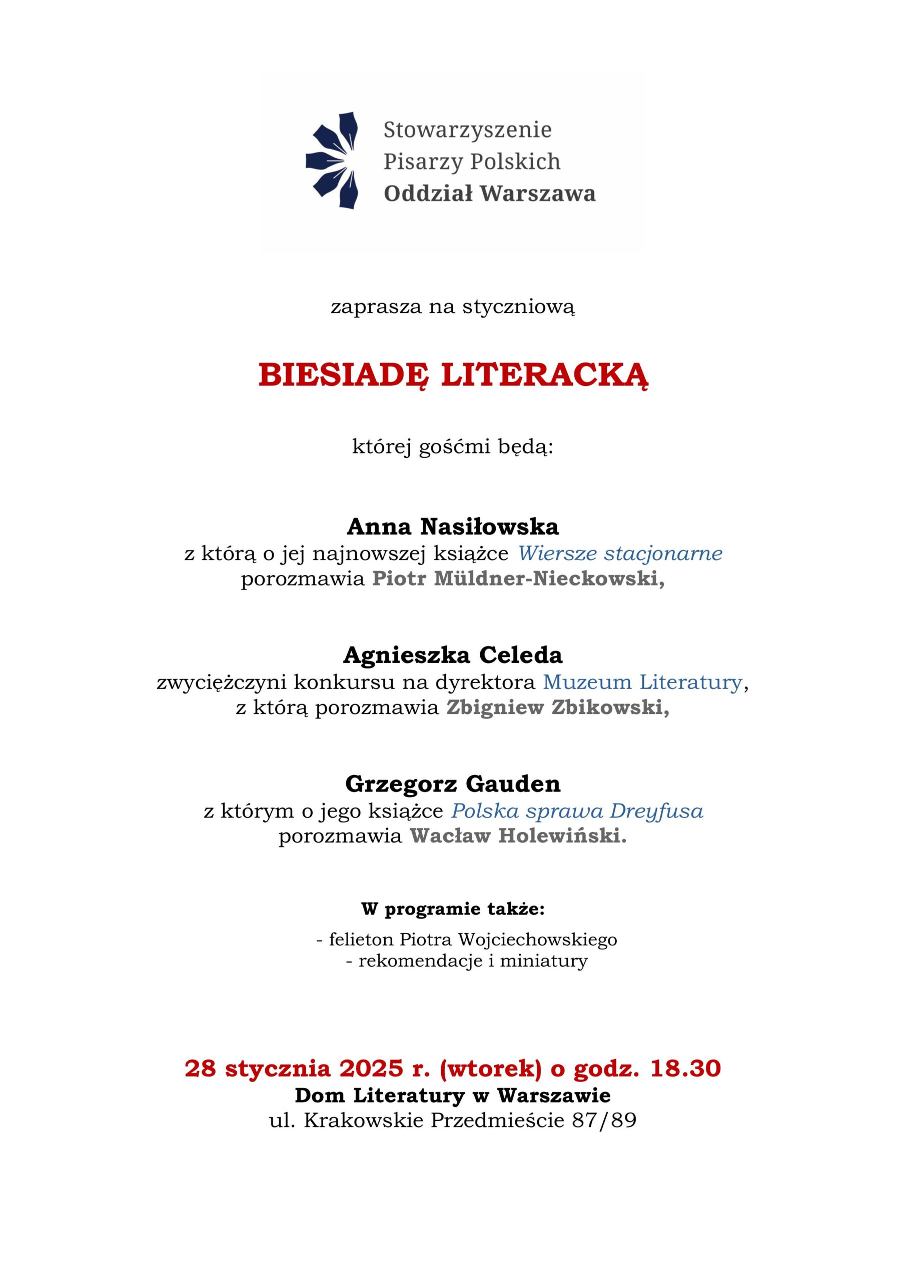 Styczniowa Biesiada Literacka