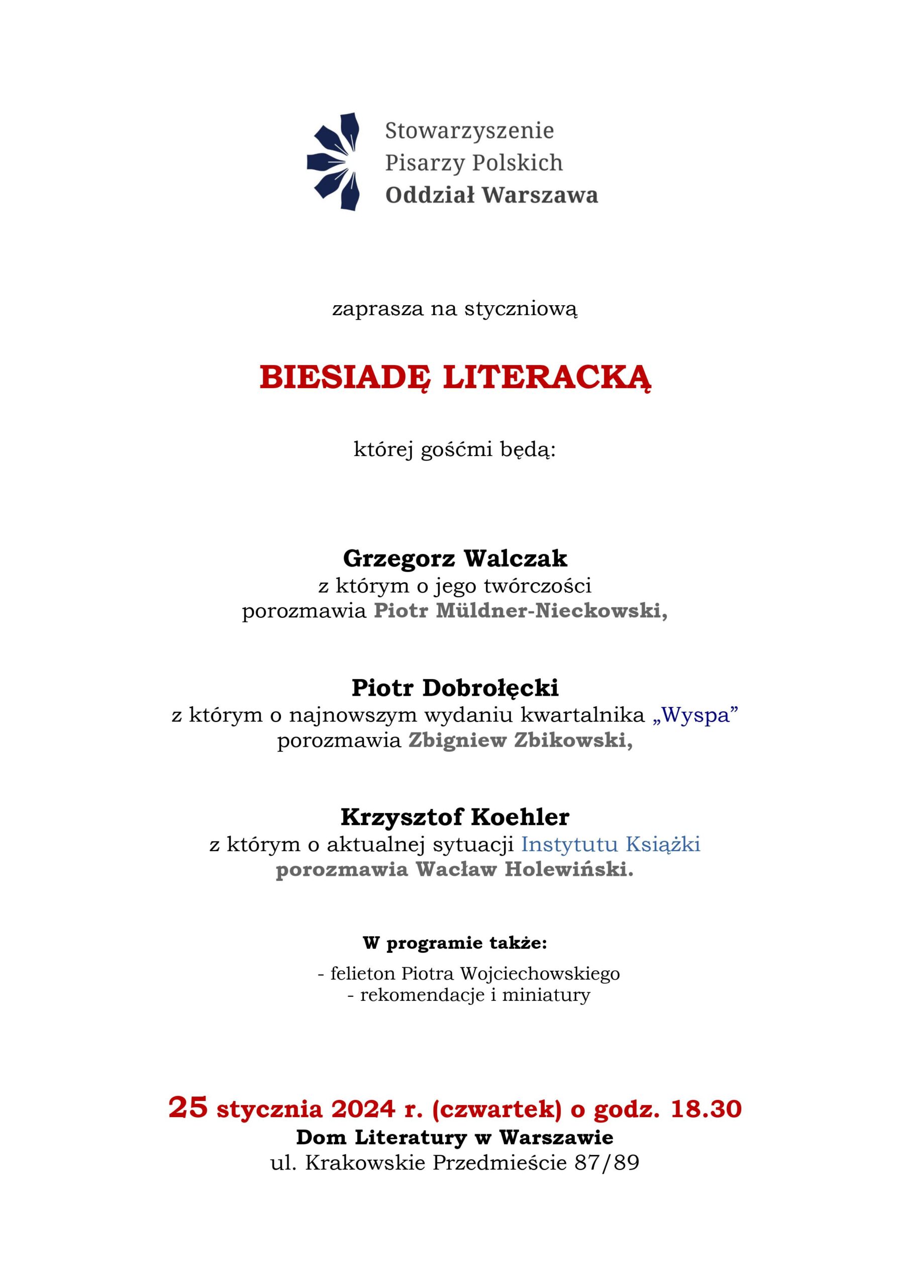Styczniowa Biesiada Literacka
