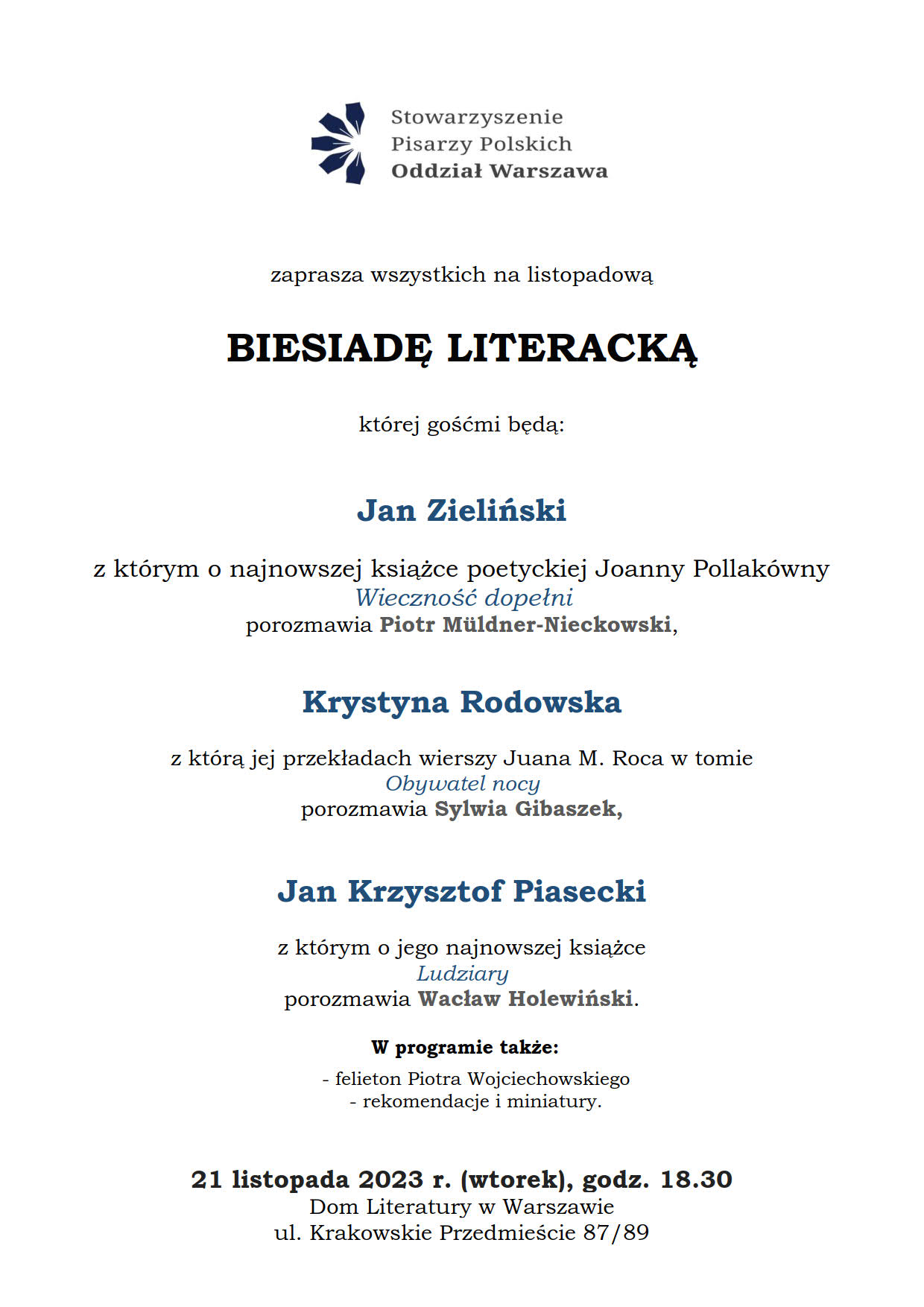 Listopadowa Biesiada Literacka
