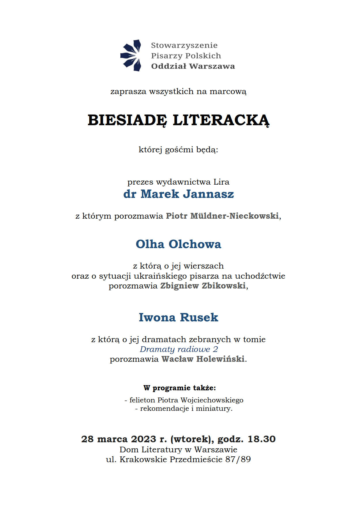 Marcowa Biesiada Literacka