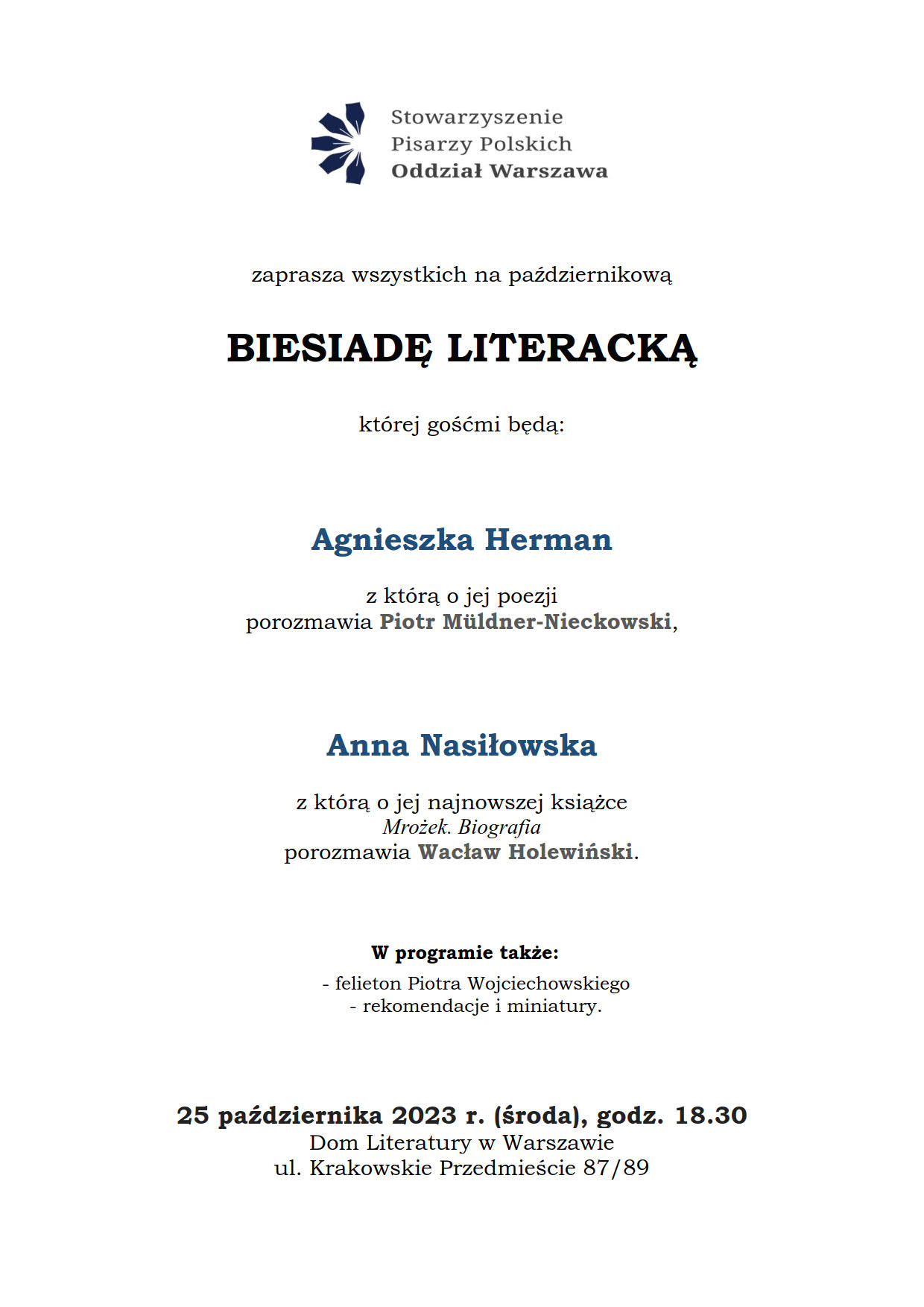 Październikowa Biesiada Literacka