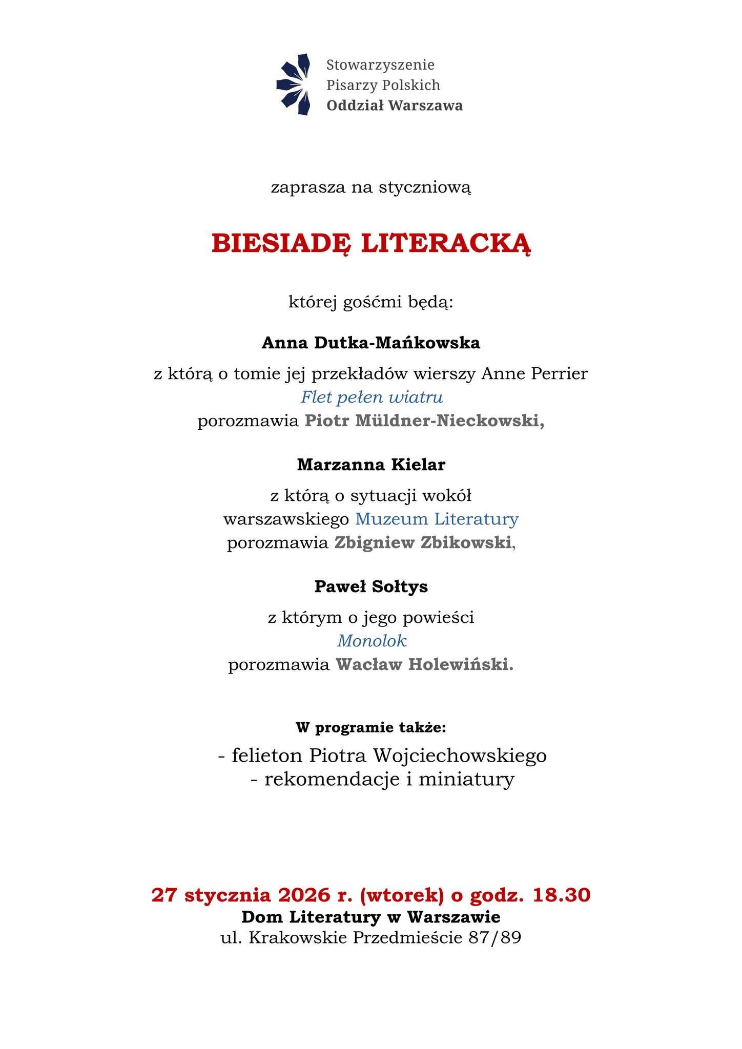 Styczniowa Biesiada Literacka